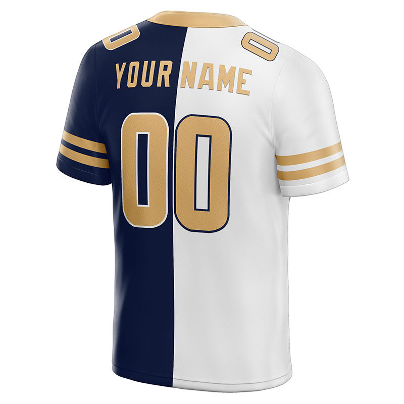custom authentic split fashion football jersey royal-white-yellow mesh