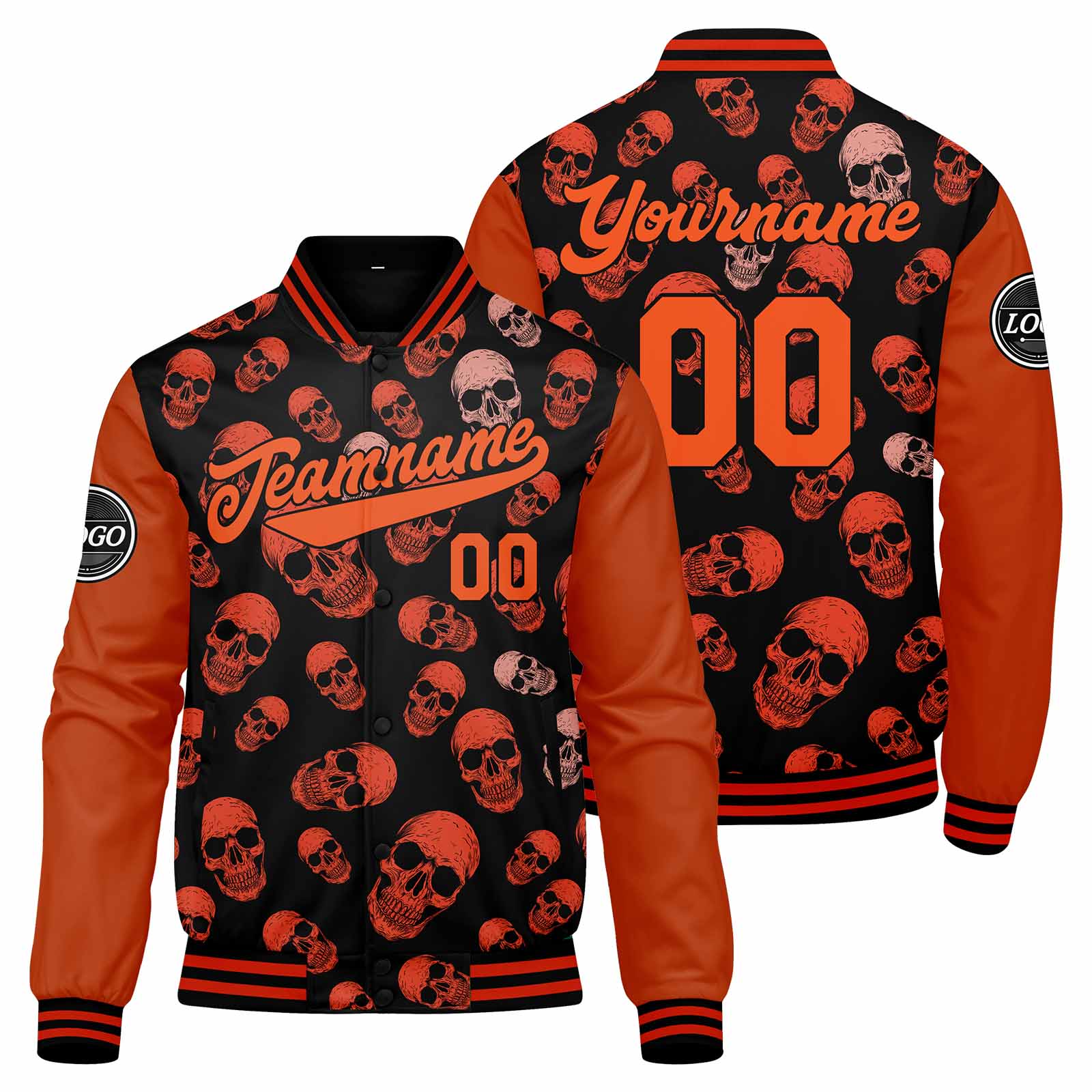 Chaqueta universitaria personalizada estilo Letterman para hombres-mujeres y jóvenes-color naranja