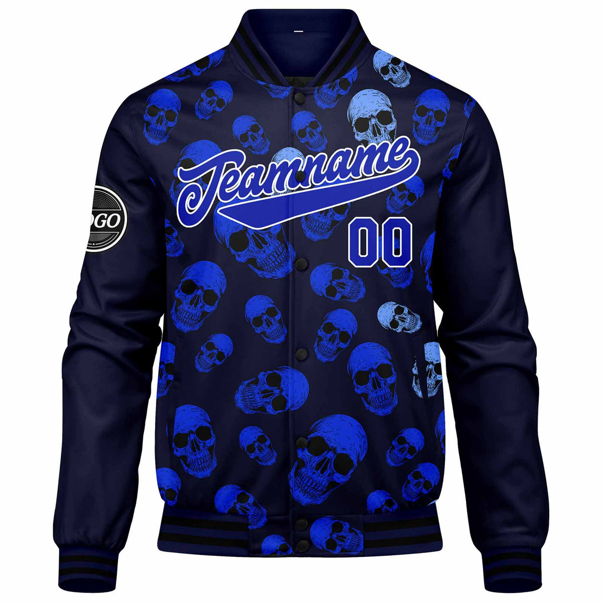 Chaqueta universitaria personalizada estilo Letterman para hombres-mujeres y jóvenes-color azul marino