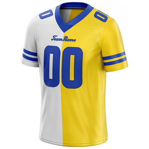 custom authentic split fashion football jersey yellow-white-royal mesh