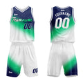 Uniforme de baloncesto personalizado en verde marino y blanco con tu logotipo-nombre y número impresos