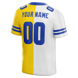 custom authentic split fashion football jersey royal-white-yellow mesh