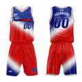 Uniforme de baloncesto personalizado en blanco y rojo Royal con tu logotipo-nombre y número impresos