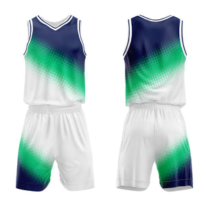 Uniforme de baloncesto personalizado en verde marino y blanco con tu logotipo-nombre y número impresos