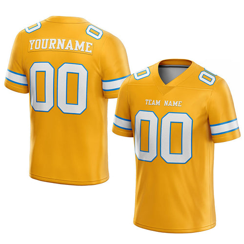 customized  authentic football jersey yellow white -powder blue  mesh
