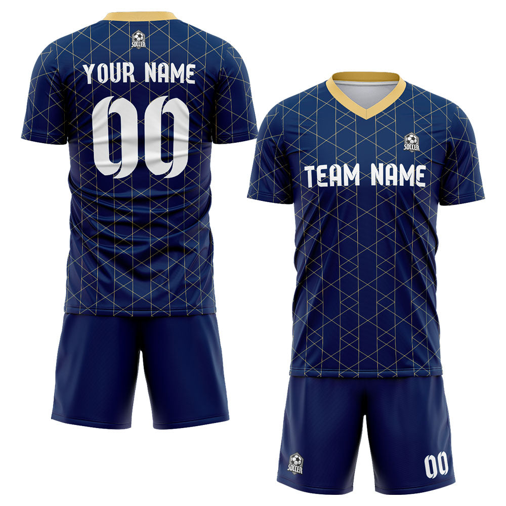 custom soccer set jersey kids adults personalized soccer blue