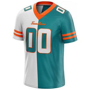 custom authentic split fashion football jersey aqua-white-orange mesh