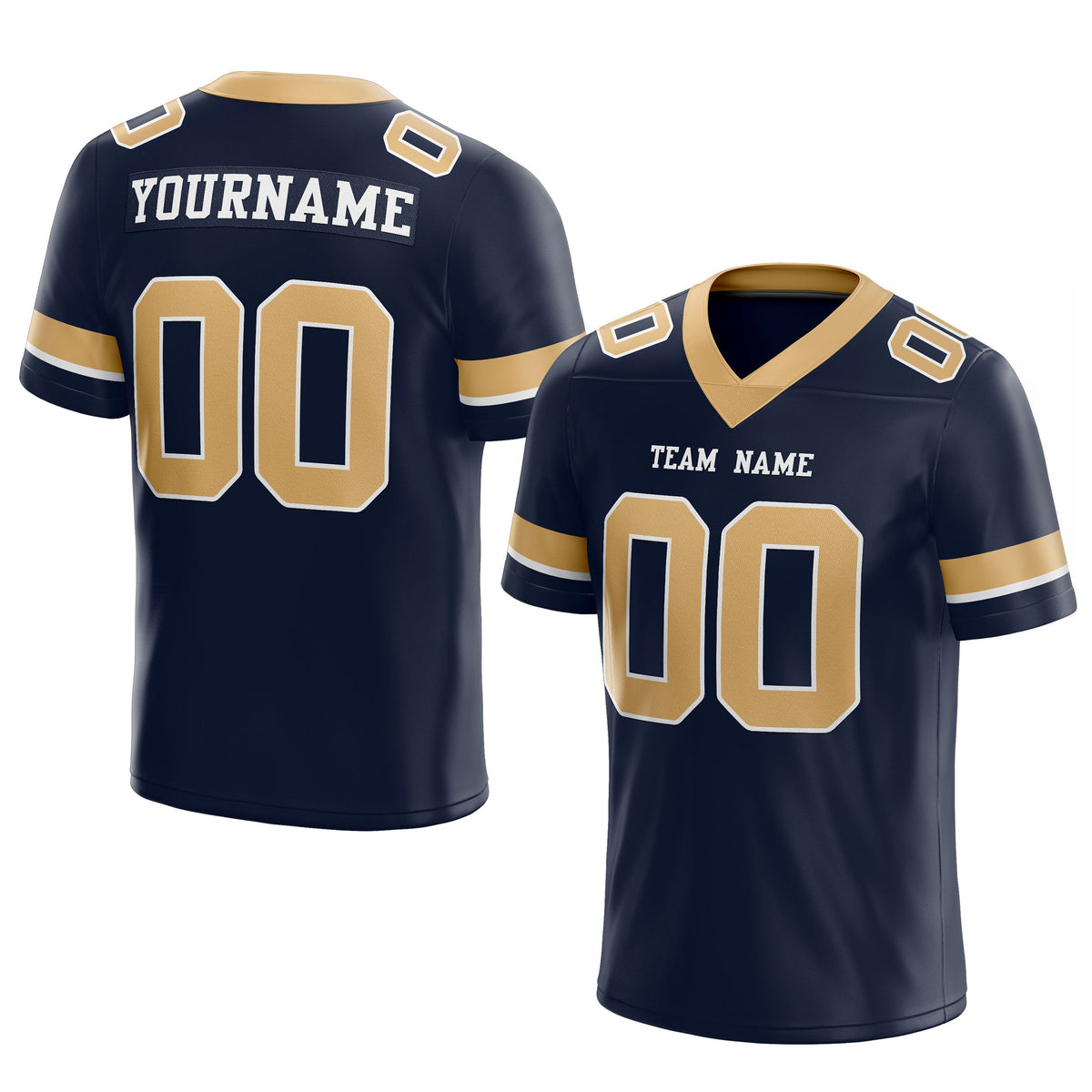 customized authentic football jersey navy gold-white mesh