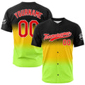 Camiseta de béisbol con dise?o personalizado estampado en negro amarillo y verde neón
