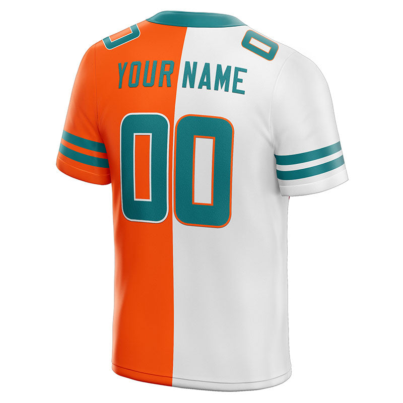custom authentic split fashion football jersey aqua-white-orange mesh