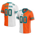 custom authentic split fashion football jersey orange-white-aqua mesh