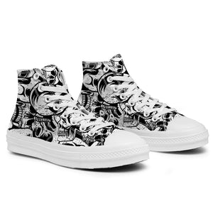 Resalta tu estilo con las zapatillas de lona de caña media Skeleton para hombre y mujer