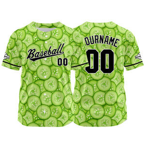 Camiseta de béisbol verde con dise?o personalizado estampado a todo color