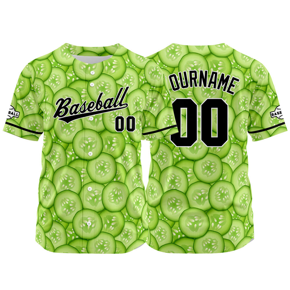 Camiseta de béisbol verde con dise?o personalizado estampado a todo color
