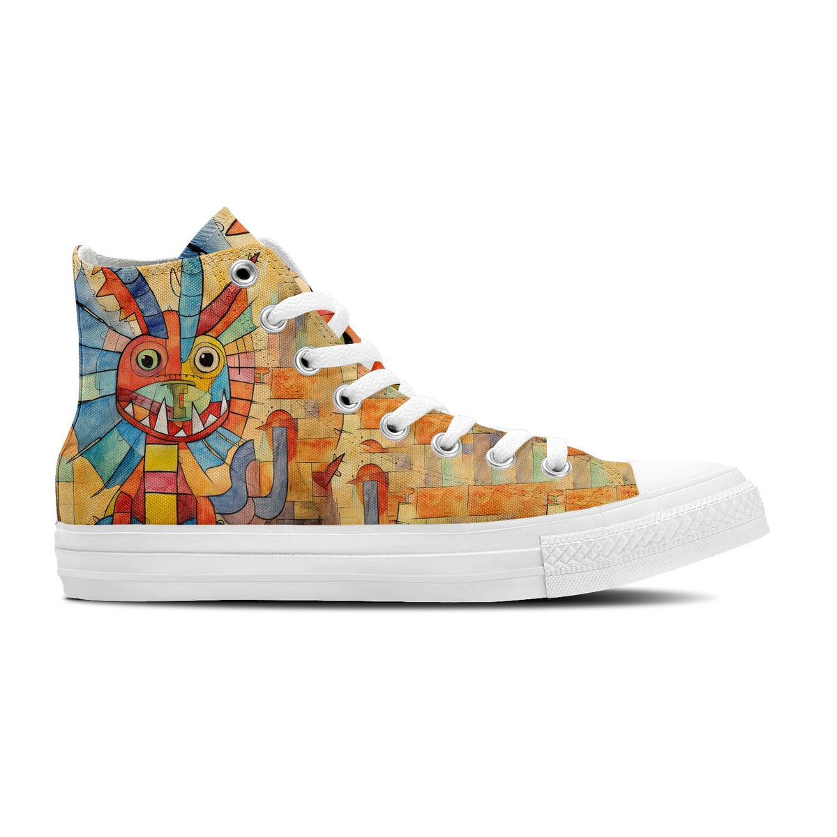 Odisea de los Antiguos: Zapatillas de lona de media caña para hombre y mujer -Eleva tu estilo con estas zapatillas de lona de caña media que presentan las maravillas fantásticas del arte de los dinosaurios