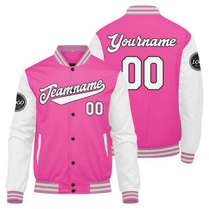 Chaqueta universitaria personalizada estilo Letterman para hombres-mujeres y jóvenes-color rosa