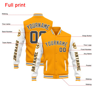 Chaqueta universitaria personalizada estilo Letterman para hombres-mujeres y jóvenes-color amarillo y blanco