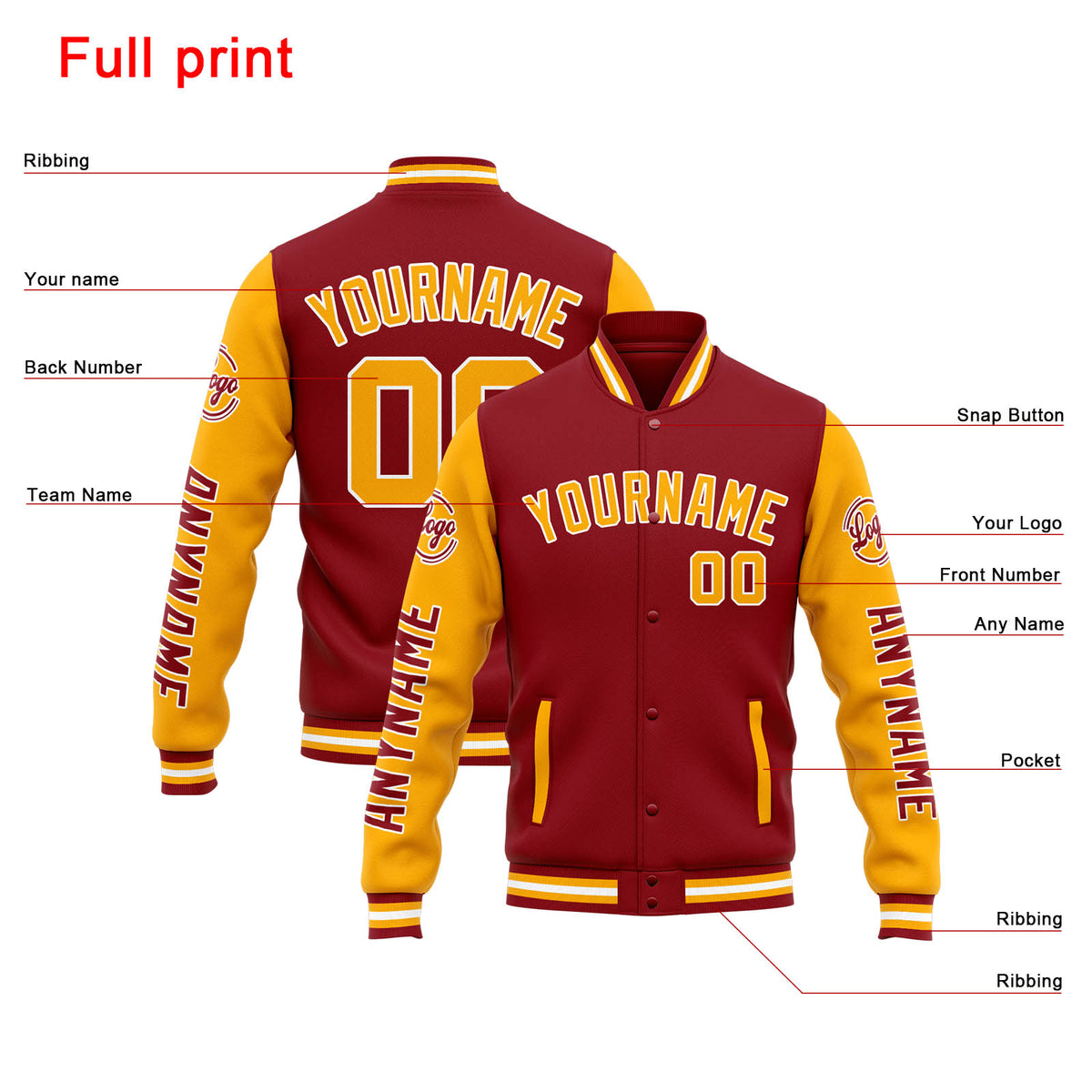 Chaqueta universitaria personalizada estilo Letterman para hombres-mujeres y jóvenes-color rojo y naranja