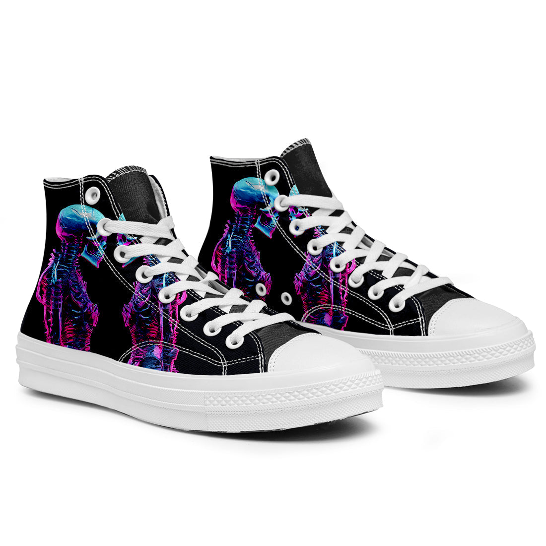 Resalta tu estilo con las zapatillas de lona de caña media Skeleton para hombre y mujer