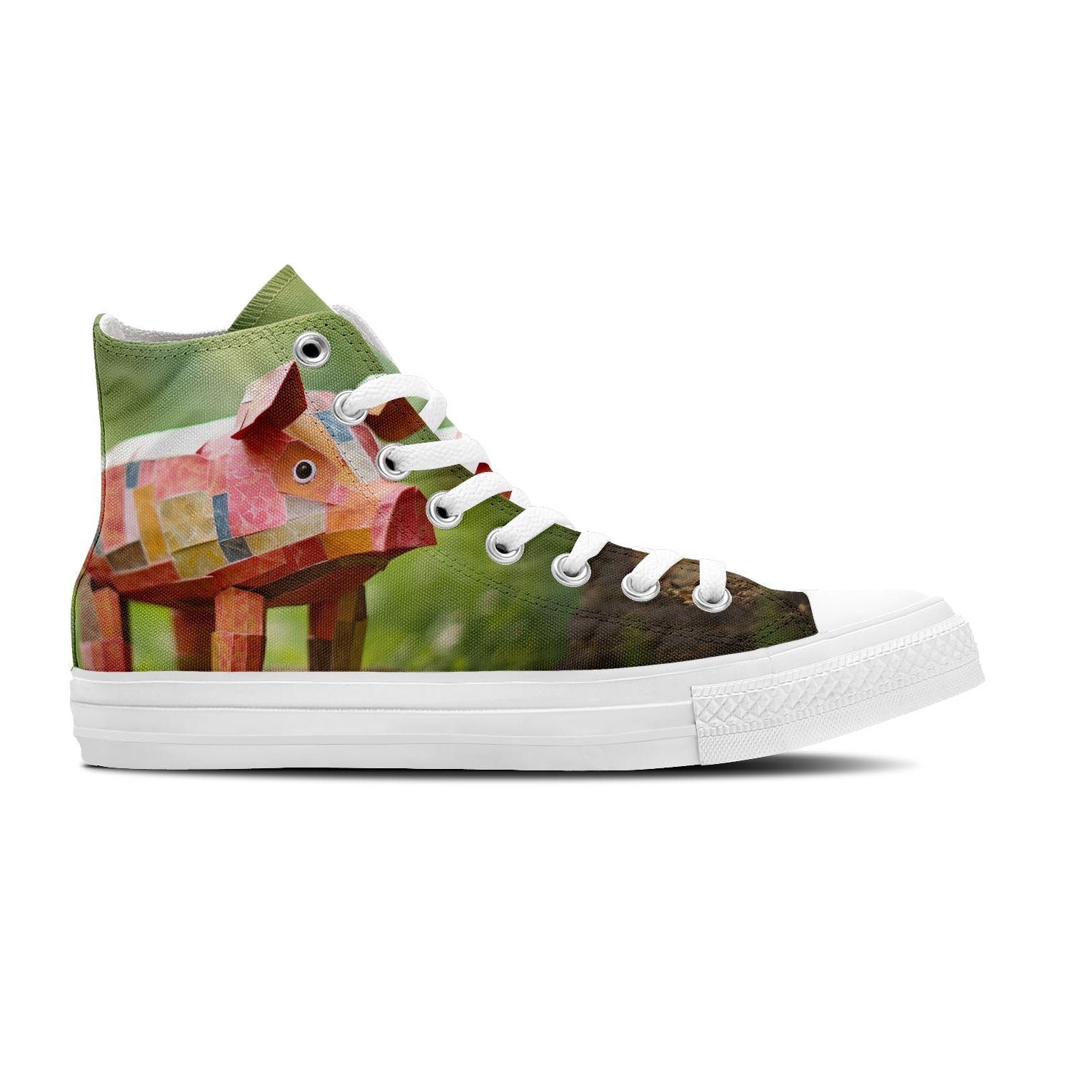 Abstract Oinks: Sumérgete en un mundo de arte con zapatillas de lona de media caña para hombre y mujer con estampados de cerdos que transforman cada paso en una expresión abstracta de belleza porcina