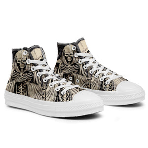 Resalta tu estilo con las zapatillas de lona de caña media Skeleton para hombre y mujer