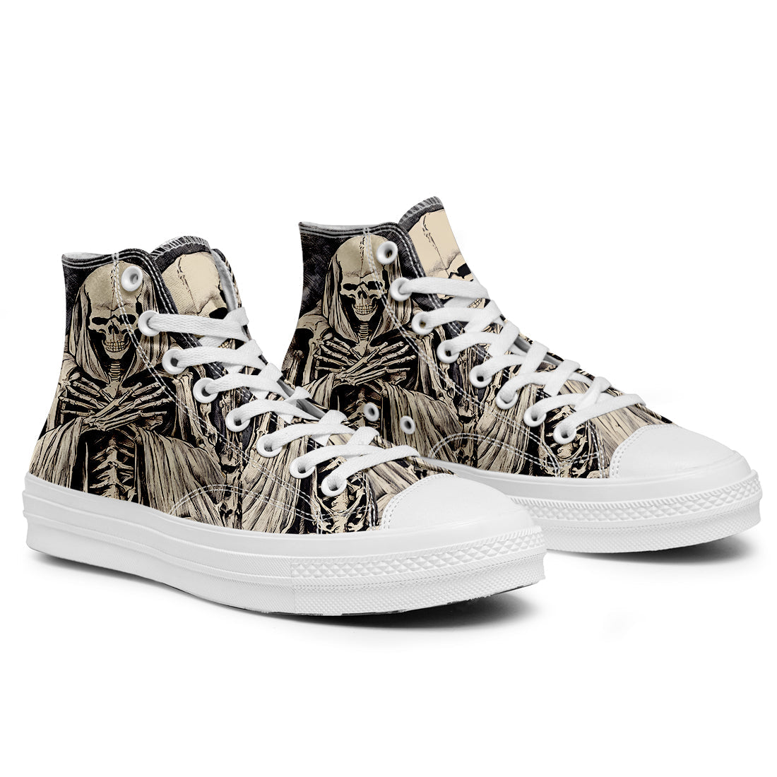 Resalta tu estilo con las zapatillas de lona de caña media Skeleton para hombre y mujer