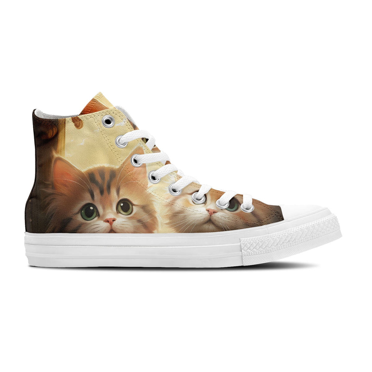 Momentos Meow: Adopta la moda felina con nuestras zapatillas unisex de lona de corte medio-donde los adorables gatos se roban el protagonismo en cada paso-diseñadas para hombres y mujeres