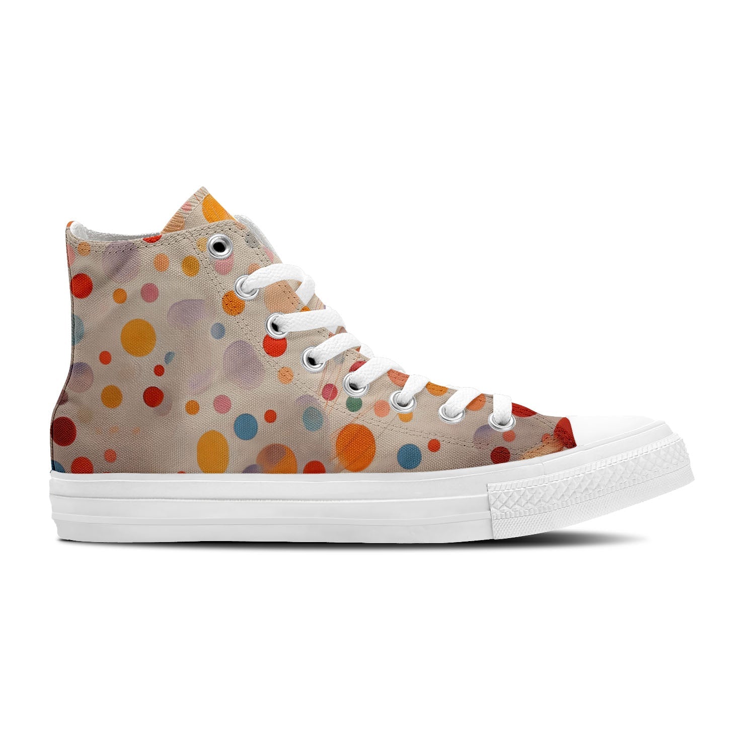 Vivid Circles Elegance: Zapatillas unisex de lona de media caña: luce un estilo impecable con estas zapatillas de gran calidad para hombre y mujer