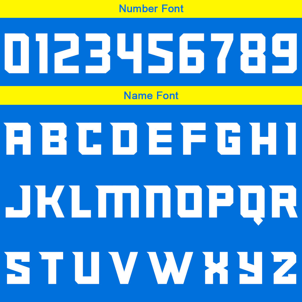Uniforme de baloncesto personalizado azul y amarillo con tu logotipo-nombre y número impresos