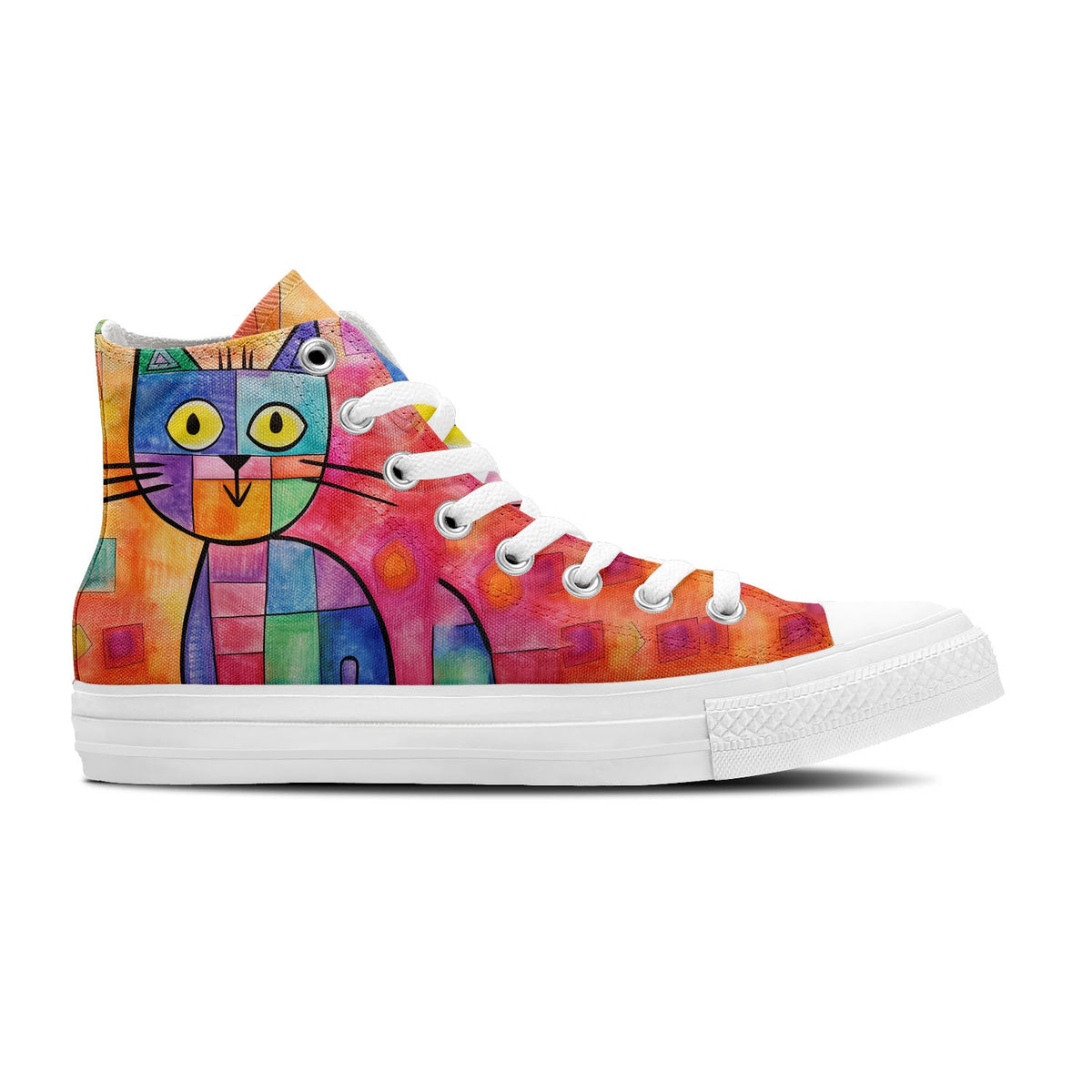Zapatillas unisex de lona con estampado felino: Adéntrate en un mundo artístico con divertidos estampados de gatos para hombres y mujeres