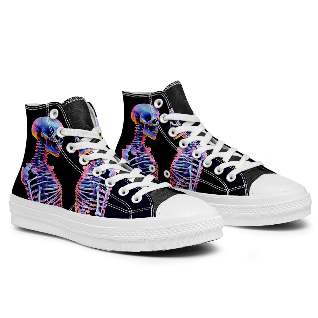 Resalta tu estilo con las zapatillas de lona de caña media Skeleton para hombre y mujer