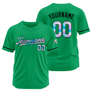 Camiseta de béisbol verde personalizada con diseño bordado Camisetas de béisbol de hip hop personalizadas