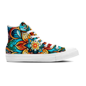 Pasos hacia un oasis exuberante: Un viaje a través de la belleza de Marruecos con zapatillas de lona de media caña-inspiradas en el color azul