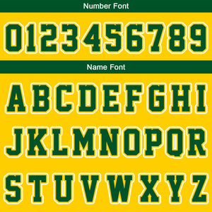 Uniforme de baloncesto personalizado amarillo y verde con tu logotipo-nombre y número impresos
