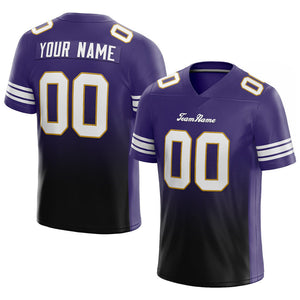 custom authentic gradient fashion football jersey purple-black-white mesh