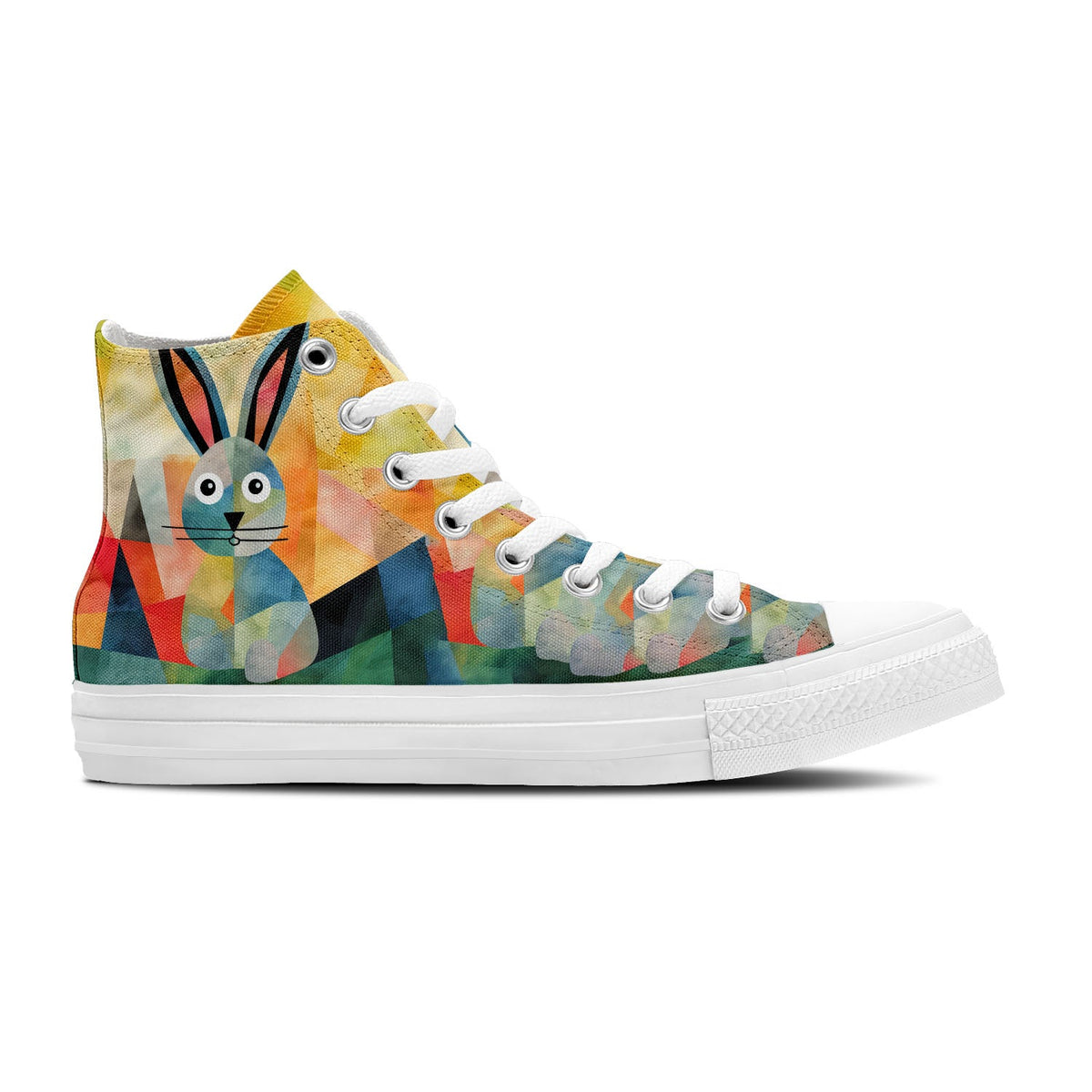 Elegancia de conejito: da rienda suelta a tu creatividad con estas zapatillas de lona de caña alta Moda unisex adornada con el cautivador y divertido estampado artístico de conejos