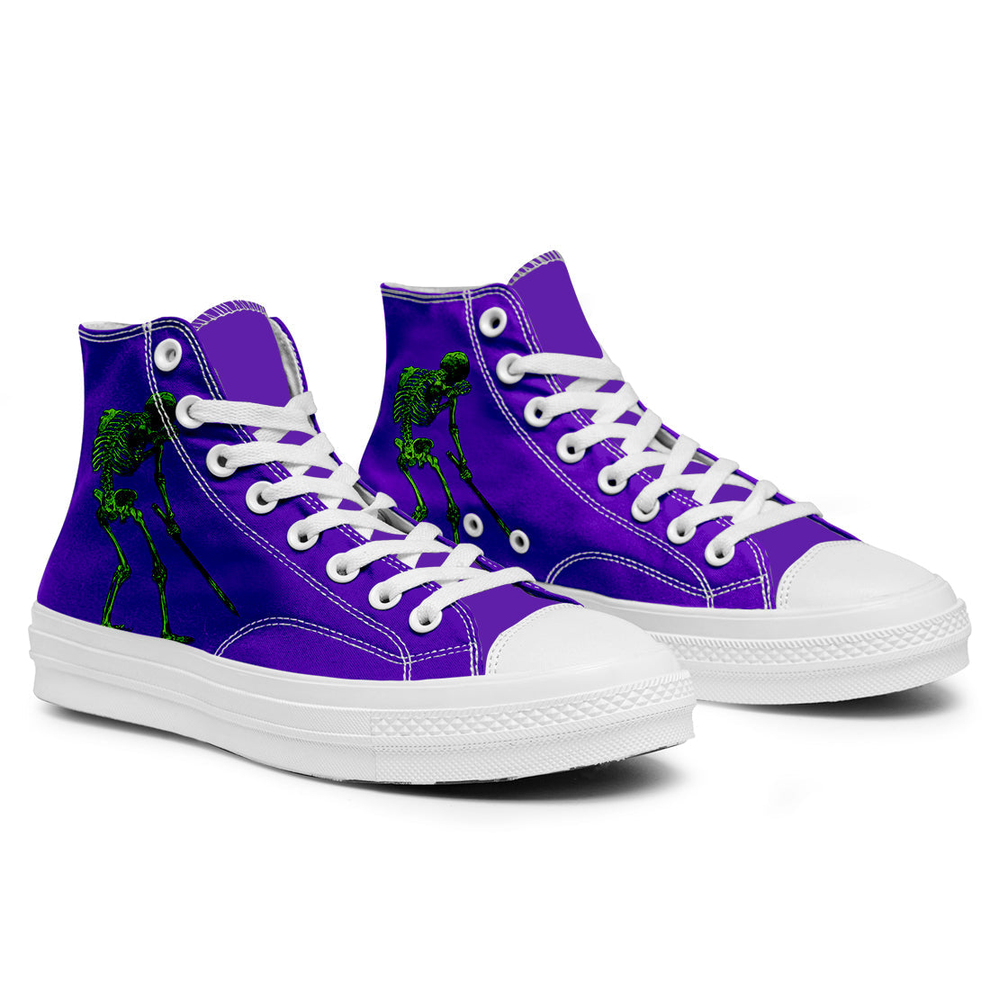 Resalta tu estilo con las zapatillas de lona de caña media Skeleton para hombre y mujer