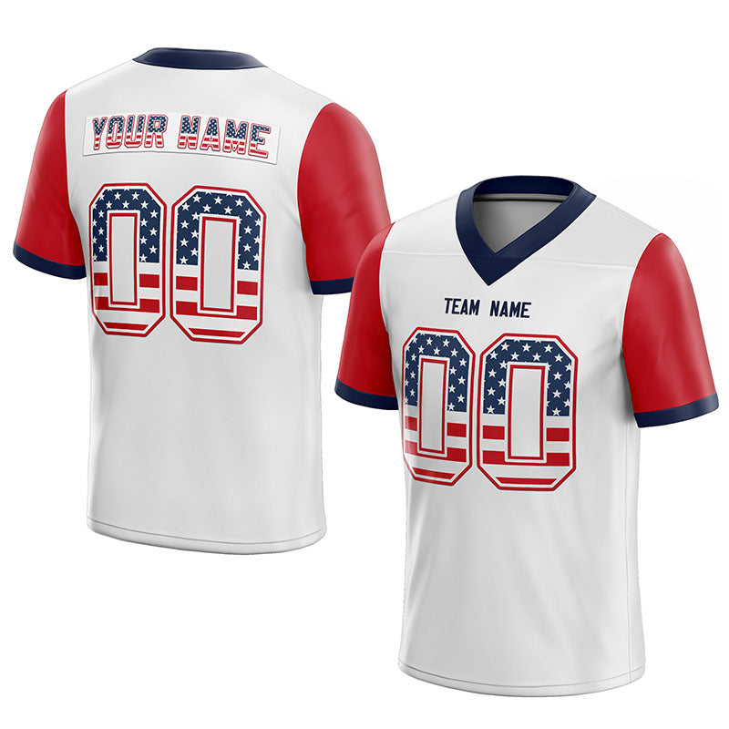 customized authentic football jersey white-red-navy mesh big size 7x