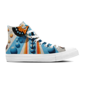 Arte en vuelo: Zapatillas de lona de caña alta con ilustraciones de mariposas de Op Art: una opción elegante para ambos sexos
