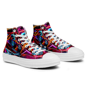 Resalta tu estilo con las zapatillas de lona de caña media Skeleton para hombre y mujer