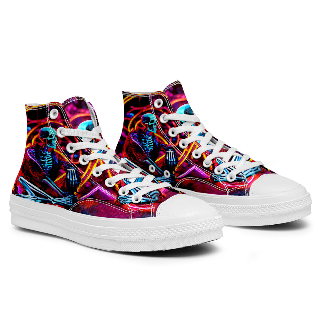 Resalta tu estilo con las zapatillas de lona de caña media Skeleton para hombre y mujer