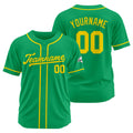 Camiseta de béisbol personalizada con diseño bordado & estilo hip hop & color verde y amarillo