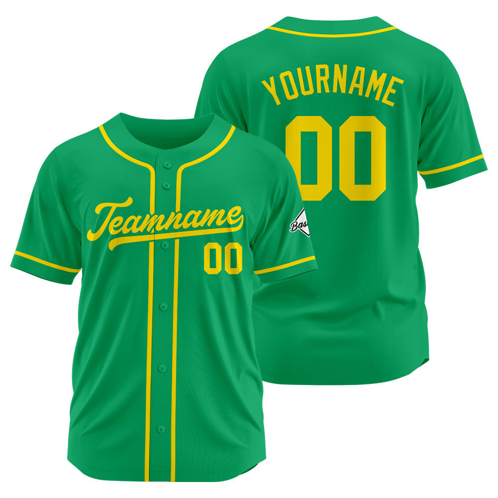 Camiseta de béisbol personalizada con diseño bordado & estilo hip hop & color verde y amarillo