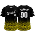 Dise?o personalizado de camiseta de béisbol con estampado completo en color rosa-amarillo