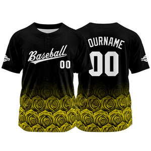 Dise?o personalizado de camiseta de béisbol con estampado completo en color rosa-amarillo