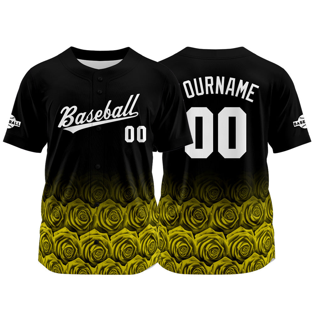 Dise?o personalizado de camiseta de béisbol con estampado completo en color rosa-amarillo