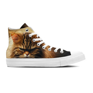 Meow-Chic Fashion: Zapatillas de lona de media caña con diseño de gato para hombre y mujer