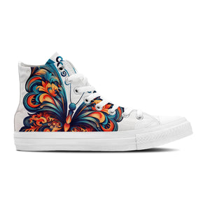 Graceful Soar: Zapatillas de lona de media caña adornadas con la elegancia de una mariposa para hombre y mujer: un paso caprichoso hacia el estilo y la comodidad