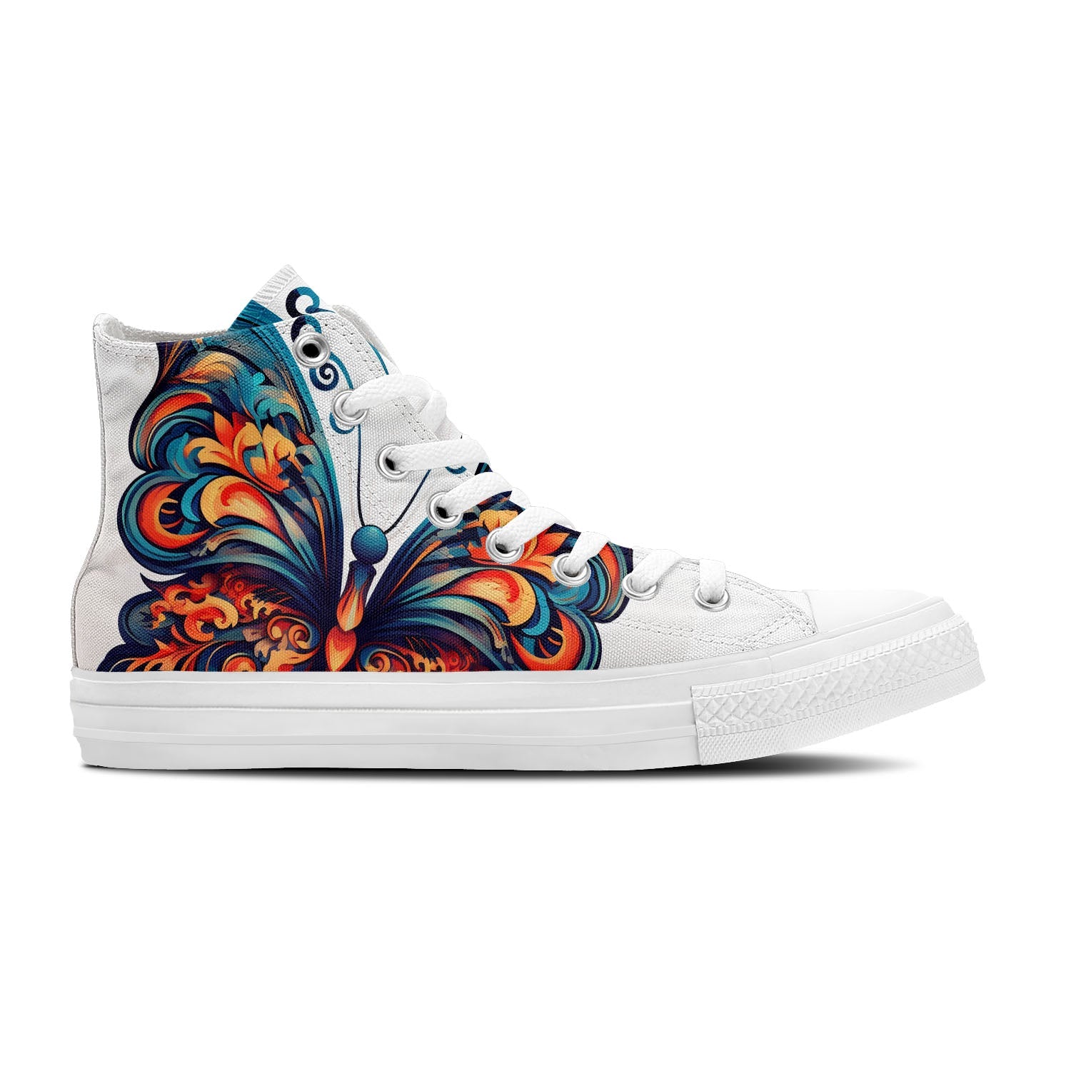 Graceful Soar: Zapatillas de lona de media caña adornadas con la elegancia de una mariposa para hombre y mujer: un paso caprichoso hacia el estilo y la comodidad