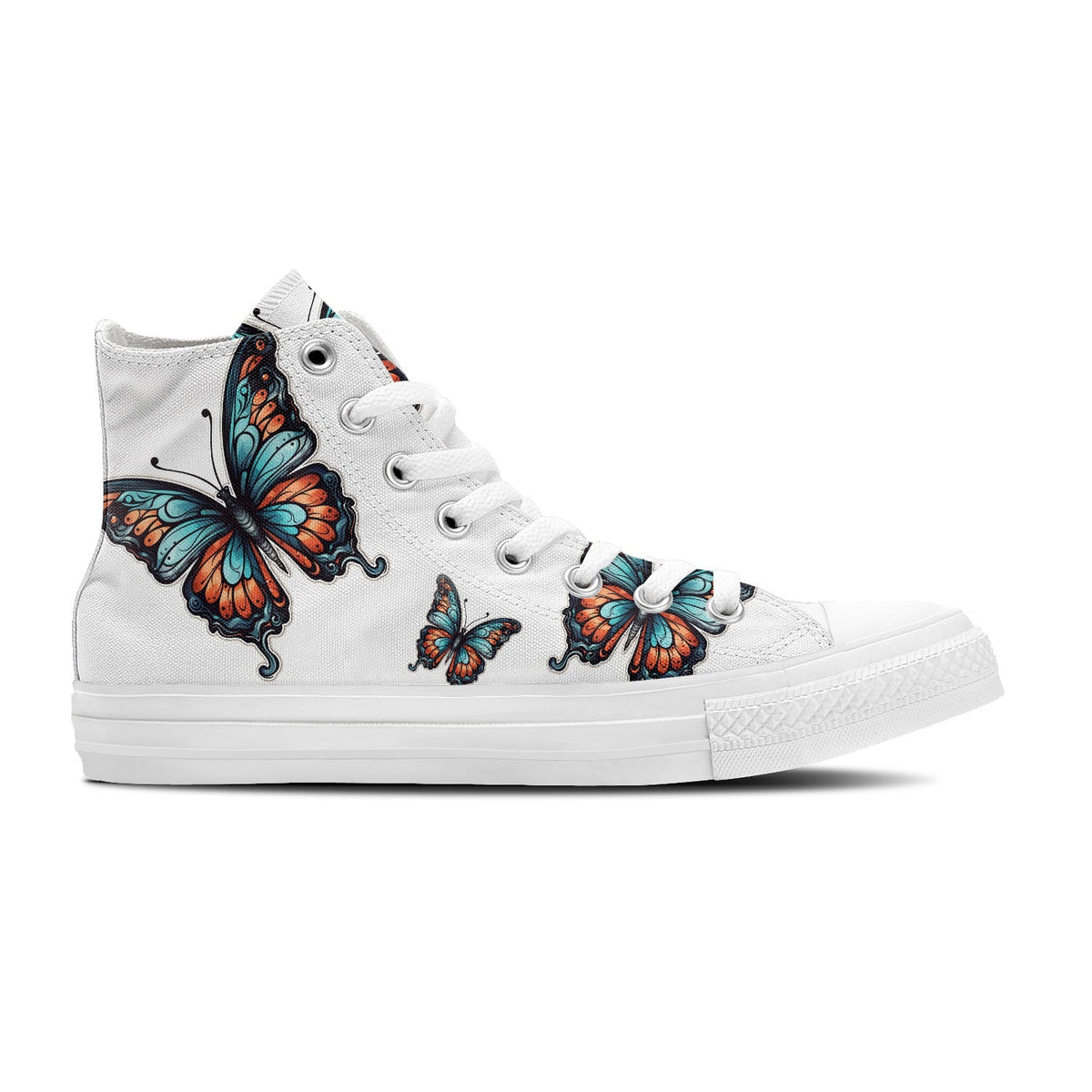 Graceful Soar: Zapatillas de lona de media caña adornadas con la elegancia de una mariposa para hombre y mujer: un paso caprichoso hacia el estilo y la comodidad